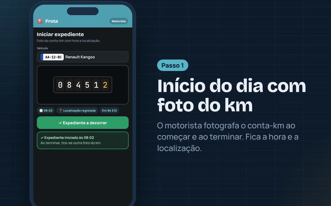 Motorista tira a foto do conta-km ao iniciar o expediente